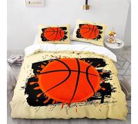 Rodths Parure Copripiumino Matrimoniale 250x200 Pallacanestro Set Biancheria Da Letto 3 Pezzi, Copri Piumino Con Cerniera e 2 Federe 50x80, Copripiumone Microfibra Morbido