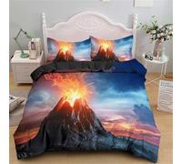 Rodths Parure Copripiumino Matrimoniale 250x200 Vulcano Set Biancheria Da Letto 3 Pezzi, Copri Piumino Con Cerniera e 2 Federe 50x80, Copripiumone Microfibra Morbido