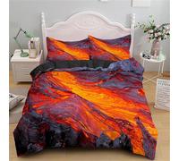 Rodths Parure Copripiumino Matrimoniale 250x200 Vulcano Set Biancheria Da Letto 3 Pezzi, Copri Piumino Con Cerniera e 2 Federe 50x80, Copripiumone Microfibra Morbido