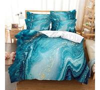 Rodths Parure Copripiumino Matrimoniale 260x240Marmo Set Biancheria Da Letto 3 Pezzi, Copri Piumino Con Cerniera e 2 Federe 50x80, Copripiumone Microfibra Morbido
