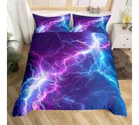 Rodths Parure Copripiumino Singolo 155x200 Fulmine Set Biancheria Da Letto 2 Pezzi, Copri Piumino Con Cerniera e 1 Federe 50x80, Copripiumone Microfibra Morbido