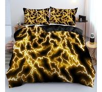 Rodths Parure Copripiumino Singolo 155x200 Fulmine Set Biancheria Da Letto 2 Pezzi, Copri Piumino Con Cerniera e 1 Federe 50x80, Copripiumone Microfibra Morbido