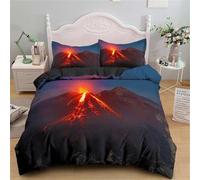 Rodths Parure Copripiumino Singolo 155x200 Vulcano Set Biancheria Da Letto 3 Pezzi, Copri Piumino Con Cerniera e 2 Federe 50x80, Copripiumone Microfibra Morbido