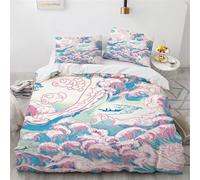 Rodths Parure Copripiumino Singolo 155x753 Onde Dell'oceano Set Biancheria Da Letto 2 Pezzi, Copri Piumino Con Cerniera e 1 Federe 50x80, Copripiumone Microfibra Morbido