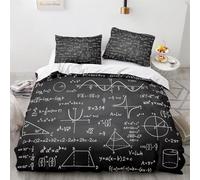 Rodths Parure Copripiumino Una Piazza E Mezza 200x200 Matematica Set Biancheria Da Letto 3 Pezzi, Copri Piumino Con Cerniera e 2 Federe 50x80, Copripiumone Microfibra Morbido