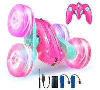 Rodzon Macchina Telecomandata per Bambina con LED Luce, Giochi Bambini Bambina 3-12 Anni Femmina Macchine Telecomandate 4x4 Stunt Car RC Auto Radiocomandata Regalo Giocattolo Natale Compleanno (Rosa)