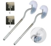 Roellgs 2 scovolini per WC con manico lungo con ganci per WC del bagno, spazzola per la pulizia angolata dal design curvo per una pulizia profonda