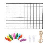 Roellgs 65 cm x 45 cm 1 nero decorazione in ferro battuto parete foto, parete multifunzionale griglia foto, espositore per decorazione da parete, supporto per decorazione fai da te