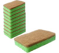 Roellgs Confezione da 10 spugne da cucina naturali, ecologiche e compostabili, biodegradabili, prodotti per la pulizia per tamponi resistenti e senza graffi