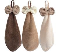 Roellgs Confezione da 3 asciugamani decorativi per cucina, bagno, in pile di corallo, asciugano immediatamente le mani (colore scuro)