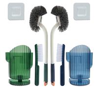 Roellgs Set di 2 scopino per WC, scopino per WC con manico lungo, set di scopino in plastica con setole forti, scopino sottile e compatto, scopino per WC robusto, pulizia profonda
