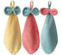 Roellgs Set di 3 asciugamani da cucina e bagno, asciugamani decorativi, in microfibra di corallo e pile per le mani, asciugare immediatamente le mani (colore chiaro)
