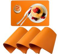 Roellgs Set di 4 tappetini per posate, antiscivolo, lavabili, resistenti al calore, tovagliette isolate per cucina e sala da pranzo (arancione)