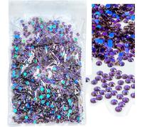 Roellgs Strass termoadesivi, 1440 pezzi, in vetro, con retro piatto, gemme termoadesive per vestiti e decorazioni fai da te (viola SS12)