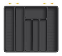 ROELLY Porta Posate Cucina Cassetto, Portaposate da Cassetto con 7 Scomparti, Organizer Cassetti Cucina 37 * 28 cm, per Riporre Stoviglie da Cucina, Riporre Cassetti, Nero