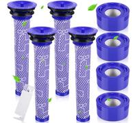 ROELLY Set Filtri Aspirapolvere per Dyson V7/V8 Animal,Absolute,Motorhead con 4 Pre-Filtri,4 Filtri HEPA Post,1 Spazzola,Lavabili e Riutilizzabili,Sostituire le parti #965661-01 & 967478-01