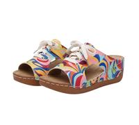 RöMersandalen - Scarpe basse da donna con lacci, con zeppa, per il tempo libero, da escursionismo, comode, eleganti, a piedi nudi, da trekking, espadrillas con plateau, Colori vivaci, 36 EU