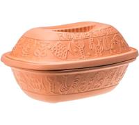 Römertopf Bräter Classico 3 Litri in Terracotta Naturale - Tegame Ovale con Coperchio - Cottura a Vapore Senza Grassi - Adatto a Forno e Microonde