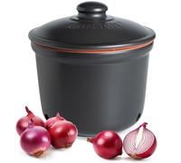 Römertopf Contenitore per Cipolle 2,8 Litri in Ceramica - Conserva Cipolle Fresche più a Lungo, Traspirante e Areato, Nero, tradizione dal 1967