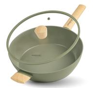 Römertopf Padella Alta 30 cm con Coperchio in Vetro - Alluminio con Rivestimento Antiaderente in Ceramica Svizzera ILAG - 4,4 L - Per Induzione, Gas e Forno - Verde
