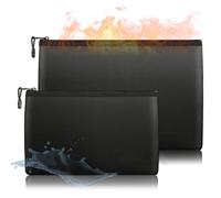 ROEOWENE 2PCS Borsa per Documenti Ignifuga Impermeabile Borsa Portadocumenti A4 Borsa Portavalori Ignifuga Portafoglio Ignifugo Cartella Borsa Prova Fuoco Sacchetto Antincendio per Passaporto,Bancari