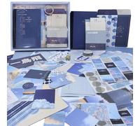 ROEOWENE 377pc Scrapbooking Kit Aesthetic DIY Scrapbooking Accessori Adesivi Vintage Sticker Journal Fai Da Te Junk Journaling Kit Regalo Compleanno per Donne Adolescenti-Nuvole Blu