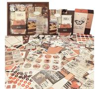 ROEOWENE 410 PCS Scrapbooking Kit Aesthetic Scrapbooking Accessori DIY Scrapbook Adesivi Vintage Stickers Journal Junk Journaling Kit Regalo per Donne Adolescenti Compleanno Natale-Marrone