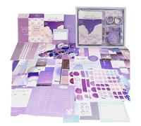 ROEOWENE 410 PCS Scrapbooking Kit Aesthetic Scrapbooking Accessori DIY Scrapbook Adesivi Vintage Stickers Journal Junk Journaling Kit Regalo per Donne Adolescenti Compleanno Natale-Viola
