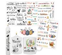 ROEOWENE 5 Pezzi Adesivi per Candele Pasqua Tatuaggio per Candele Adesivi per Candele Fai Da Te Tatuaggi Candele Rub on Stickers Decorativi per Candele per DIY Tazze,Ceramica,Regali