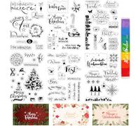 ROEOWENE 6 PCS Timbri in Silicone Natale con Tampone Timbri Trasparenti per Scrapbooking Christmas Clear Stamps Set Timbro in Silicone Trasparente Timbri Natalizi Regalo per fai da te Carta,Journal