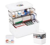ROEOWENE Scatola per Medicinali Grande a 3 Livelli, Organizer per Farmaci con Scomparti, Valigetta Medica di Archiviazione per Casa e Viaggio, Contenitore per Pillole e Accessori