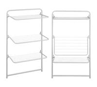 Rörets Stendibiancheria Trio White - Supporto Multifunzione a 3 Ripiani Pieghevoli Indipendenti, Montaggio a Parete o Sopra la Porta, 10 m di Filo - 63 x 32 x 118 cm