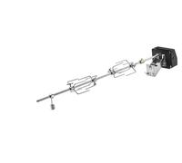 RÖSLE ALLFLAME - Spiedino Girevole per Barbecue, in Acciaio Inox a 6 spigoli Fino a 10 kg, Motore Elettrico con Alimentatore, 3 Giri/min, Colore: Argento/Nero