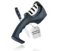 RÖSLE Coltello da chef Tradition per tagliare carne, pesce, pollame e verdura, di alta qualità, con lama dritta in acciaio speciale per lame e manico in resina acetalica nera, protezione per dita