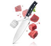 RÖSLE Coltello da chef Tradition per tagliare carne, pesce, pollame e verdura, di alta qualità, con lama dritta in acciaio speciale per lame e manico in resina acetalica nera, protezione per dita