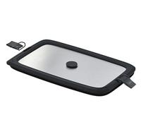 RÖSLE Coperchio in acciaio inox FLEXX 2GO rettangolare da 1,5 l, con clip per contenitore del pranzo, bordo in silicone, antiaroma, valvola in silicone, colore: argento/nero