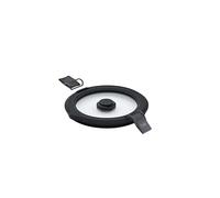RÖSLE Coperchio sottovuoto FLEXX 2GO 0,4 L rotondo con clip, vetro di sicurezza con bordo in silicone e valvola a vuoto, antiaroma, trasparente/nero