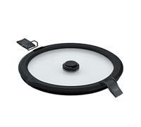 RÖSLE Coperchio sottovuoto FLEXX 2GO 1,4 L rotondo con clip, vetro di sicurezza con bordo in silicone e valvola a vuoto, antiaroma, trasparente/nero