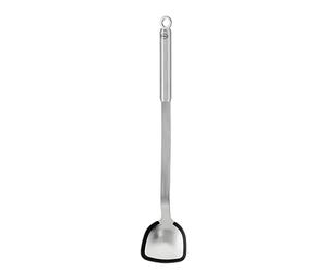 RÖSLE - Cuchara para wok de barbacoa, con borde de silicona y mango redondo, de acero inoxidable 18/10, apta para lavavajillas, 40 cm
