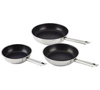 RÖSLE ELEGANCE - Set di 3 padelle in acciaio INOX 18/10, con rivestimento antiaderente Ø 20, 24 e 28 cm, manico in acciaio INOX, adatto a piani cottura a induzione