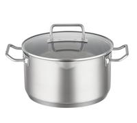RÖSLE EXPERTISO - Pentola universale di alta qualità in acciaio inox 18/10, 24 cm, coperchio in vetro, scala interna, adatta a induzione, lavabile in lavastoviglie, colore: Argento