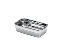 RÖSLE FLEXX 2GO - Contenitore rettangolare da 1,5 l, in acciaio inox, adatto al microonde e al forno fino a 150 °C, lavabile in lavastoviglie, colore: Argento