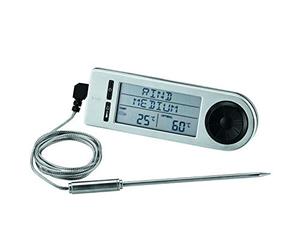 RÖSLE Misuratore di temperatura al cuore del barbecue, termometro per determinare la temperatura ideale al cuore della carne sul barbecue o nel forno con supporto magnetico, colore argento/nero