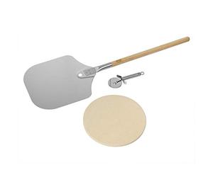 RÖSLE Set per pizza al barbecue con 3 accessori inclusi, pietra refrattaria, pala per infornare la pizza e coltello per pizze e focacce, per preparare una pizza croccante come con il forno a legna