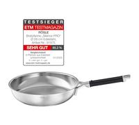 RÖSLE SILENCE PRO Padella in acciaio inossidabile con manico rivestito in silicone, 28 cm, adatta per piani a induzione, lavabile in lavastoviglie