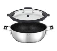 RÖSLE SILENCE PRO ProResist - Padella antiaderente e robusta, Ø 28 cm, resistente al calore fino a 160 °C, rivestimento in ceramica, argento, acciaio inox 18/10, lavabile in lavastoviglie con