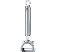 Rösle Spelucchino Obliquo, per Mancini e Destrimani, Alta Qualità, Ergonomico, Sbucciatore per Frutta e Verdura, Acciaio Inox 18/10, Luciso/Satinato