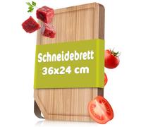 RÖSLE Tagliere da cucina con manico in acciaio inox 18/10, di alta qualità, per molteplici usi, anche da portata, in legno di olmo, 18/10, 36 x 24 cm