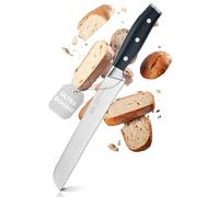 RÖSLE Tradition Coltello da pane di alta qualità, per tagliare pane, panini e baguette, con lama seghettata in acciaio speciale e manico in resina acetalica nera, protezione per le dita