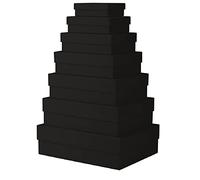 Rössler 13411453700 Scatole regalo Boxline con coperchio, 7 pezzi, colore: nero, scatole rettangolari di cartone